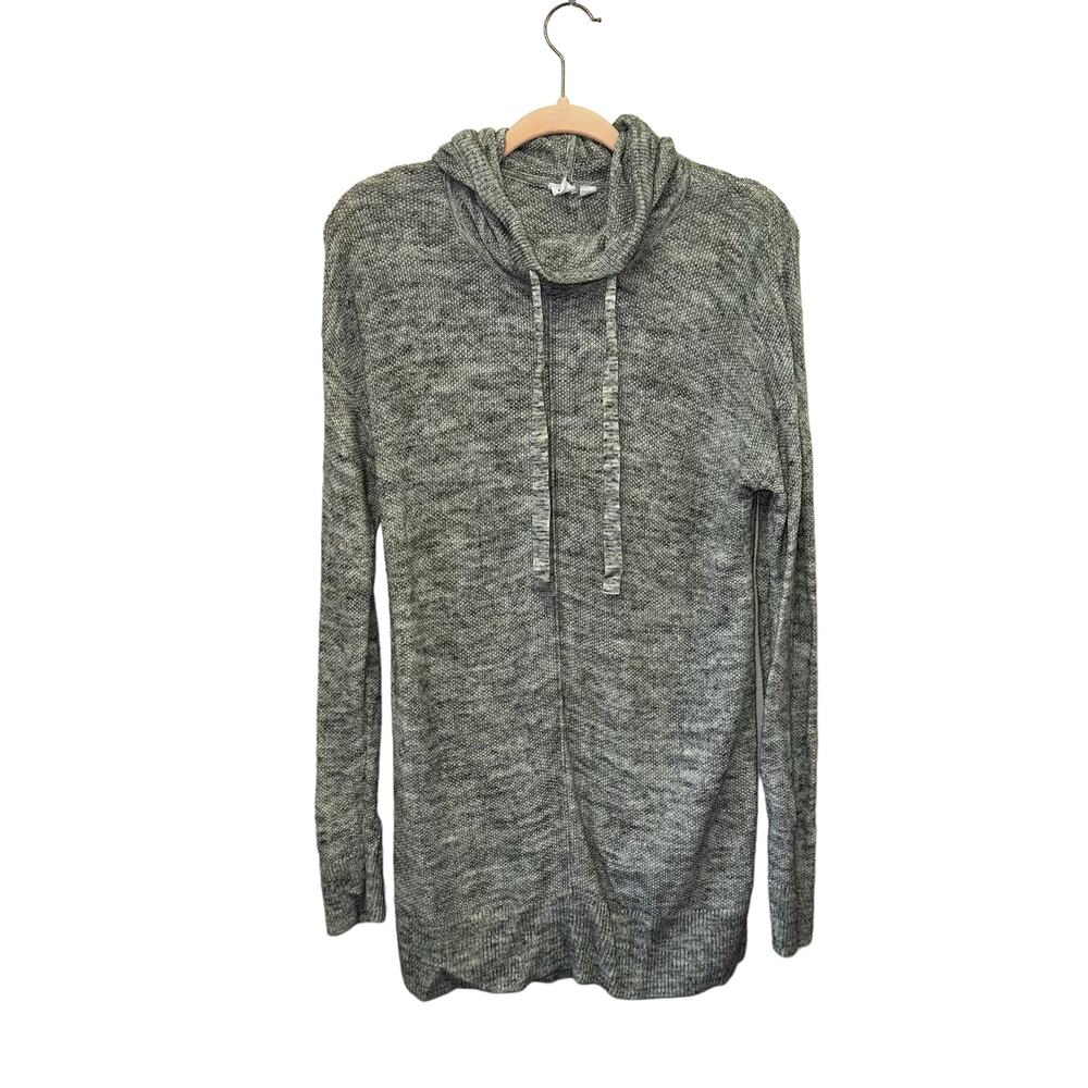 Gap Softspun Cowl Neck Tunic Sweater Small Gray Marled Knit Cotton